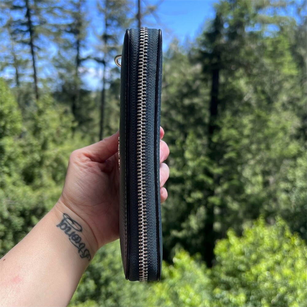 COACH Long Zip-Around Wallet Navy Blue Pebble Leather Silver Hardware AUTHENTIC - Picture 5 of 11